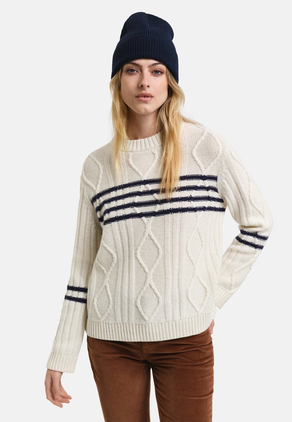 

Джемпер CONSTRAST STRIPED CABLE GANT, кремовый
