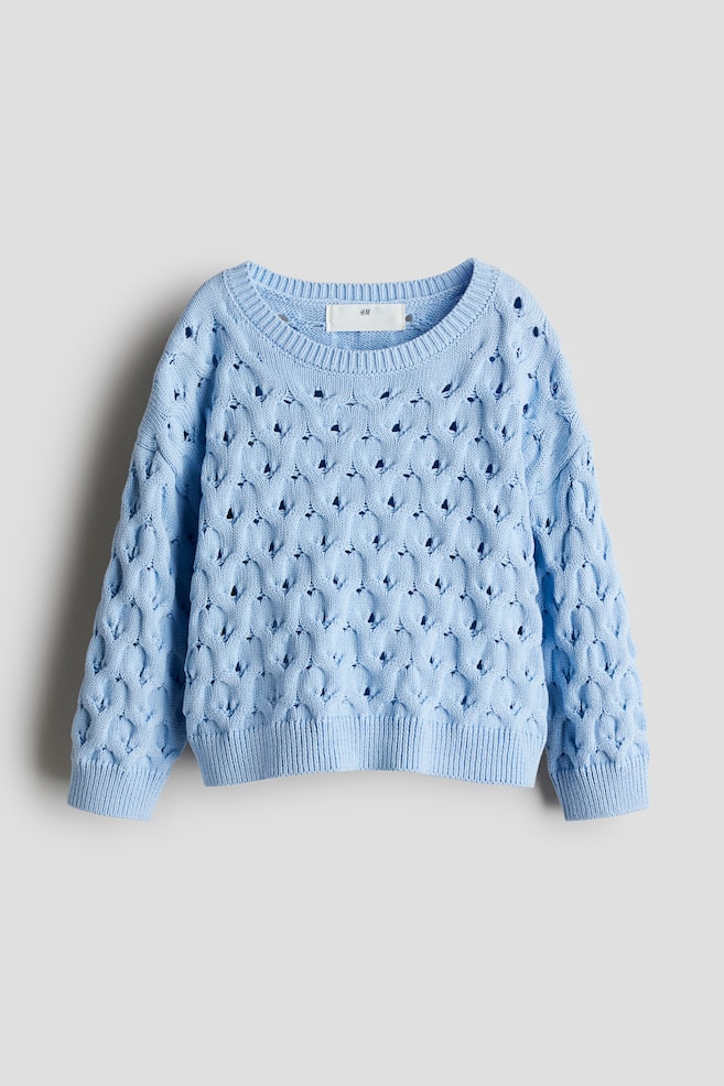 

Ажурный вязаный свитер H&M, голубой