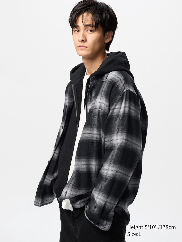 

Фланелевая рубашка клетчатая Uniqlo, цвет 09 черный