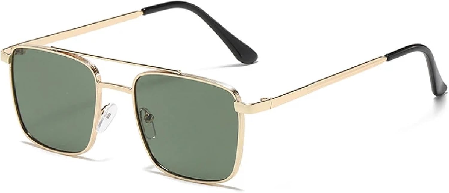 

Ретро-солнцезащитные очки с двойными металлическими перемычками для женщин, модные, с прозрачными линзами с градиентом цвета "океан", защита от УФ-излучения UV400 TVTBBVV, Golden Dark Green