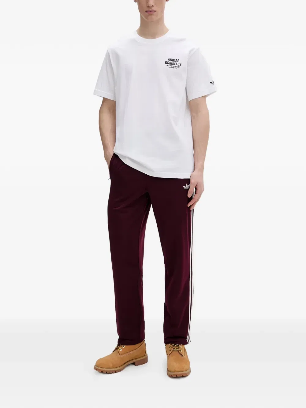 Спортивные брюки Firebird с вышитым логотипом и боковыми полосками Adidas, красный — фото 2