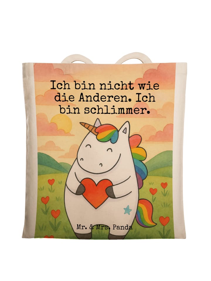 

Mr. & Mrs. Panda Сумка-шоппер с изображением единорога в форме сердца и надписью белого цвета