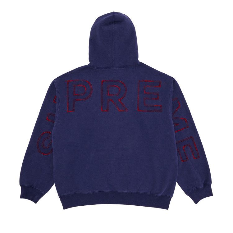 

Толстовка Supreme Frayed Hooded Sweatshirt, Washed Navy