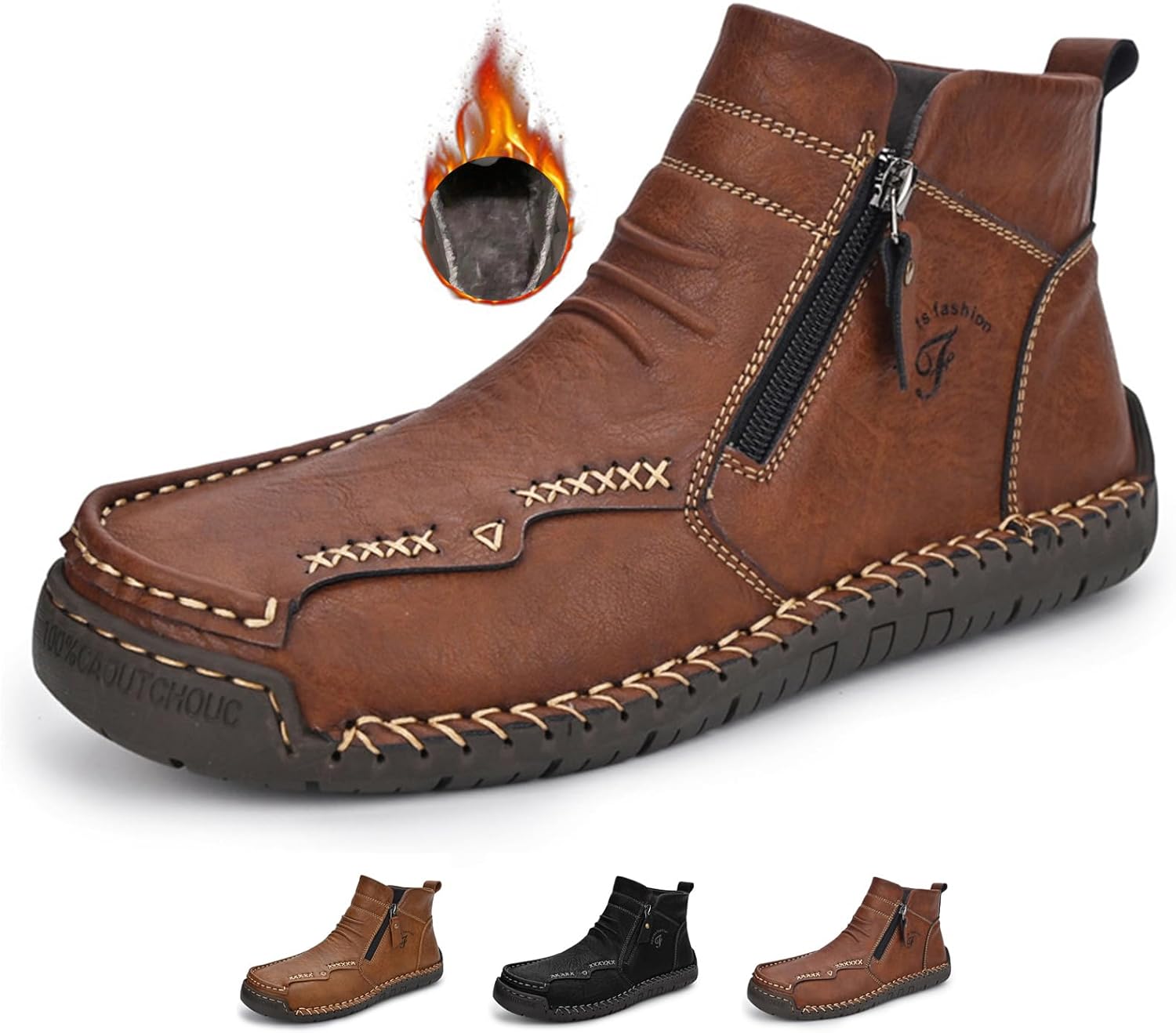 

Мужские водонепроницаемые кожаные ботинки чукка до щиколотки Zeberfi, коричневый