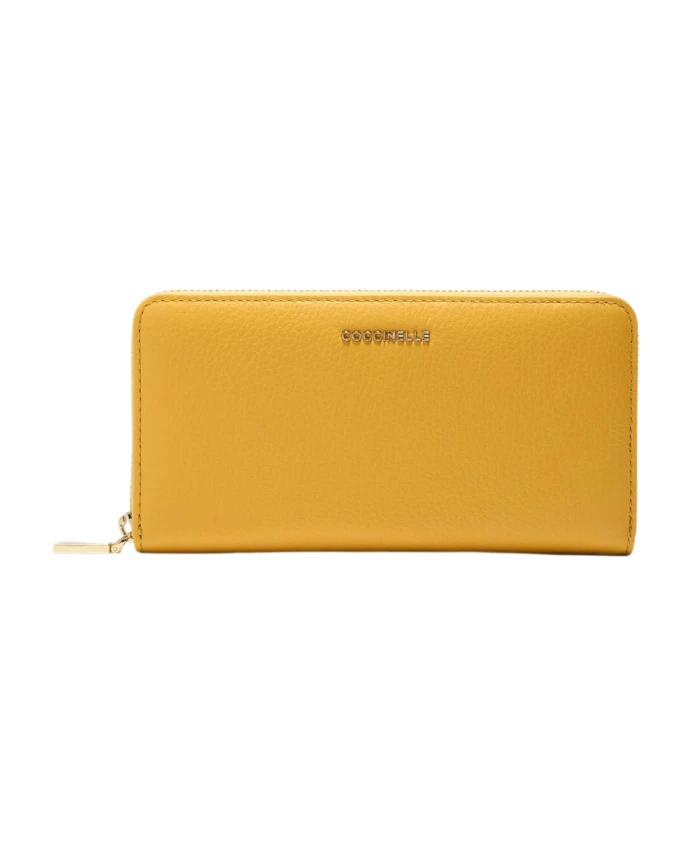 

Металлический мягкий кошелек на молнии Coccinelle, желтый