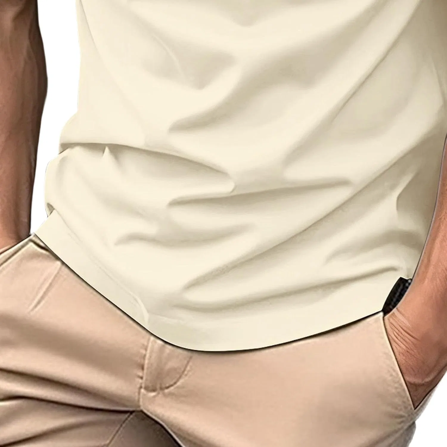 Мужское поло Slim Fit с контрастной отделкой, Khaki — фото 2