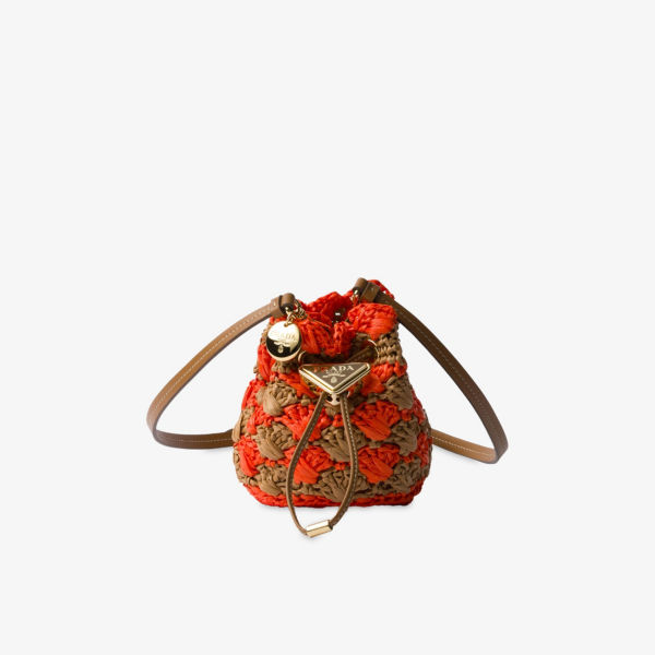 

Мини-сумка крючком с треугольным логотипом Prada, синий