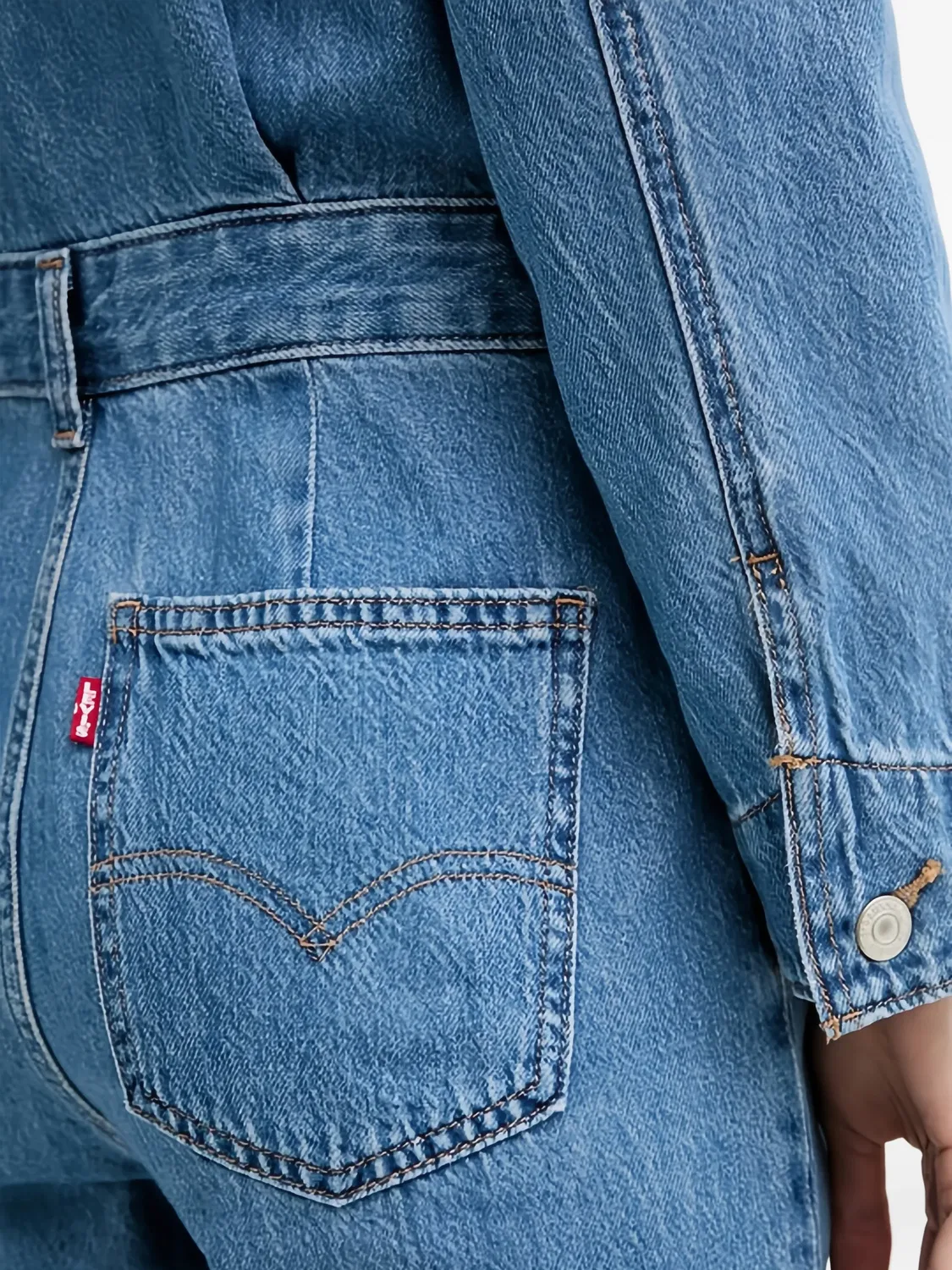 Джинсовый комбинезон на пуговицах Levi's, синий — фото 2