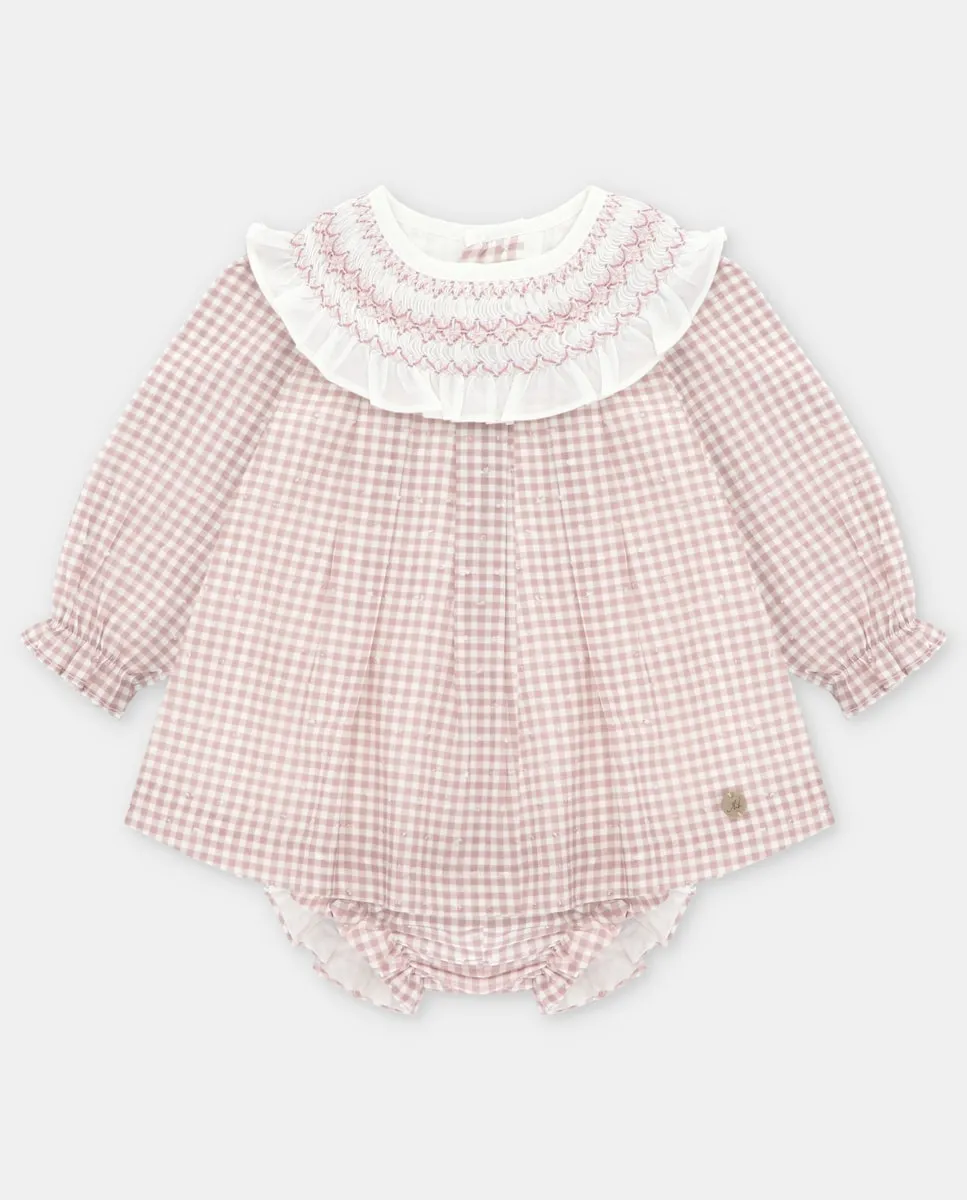 

Комплект для малыша платье и трусики с микроузором в розовую клетку Martín Aranda