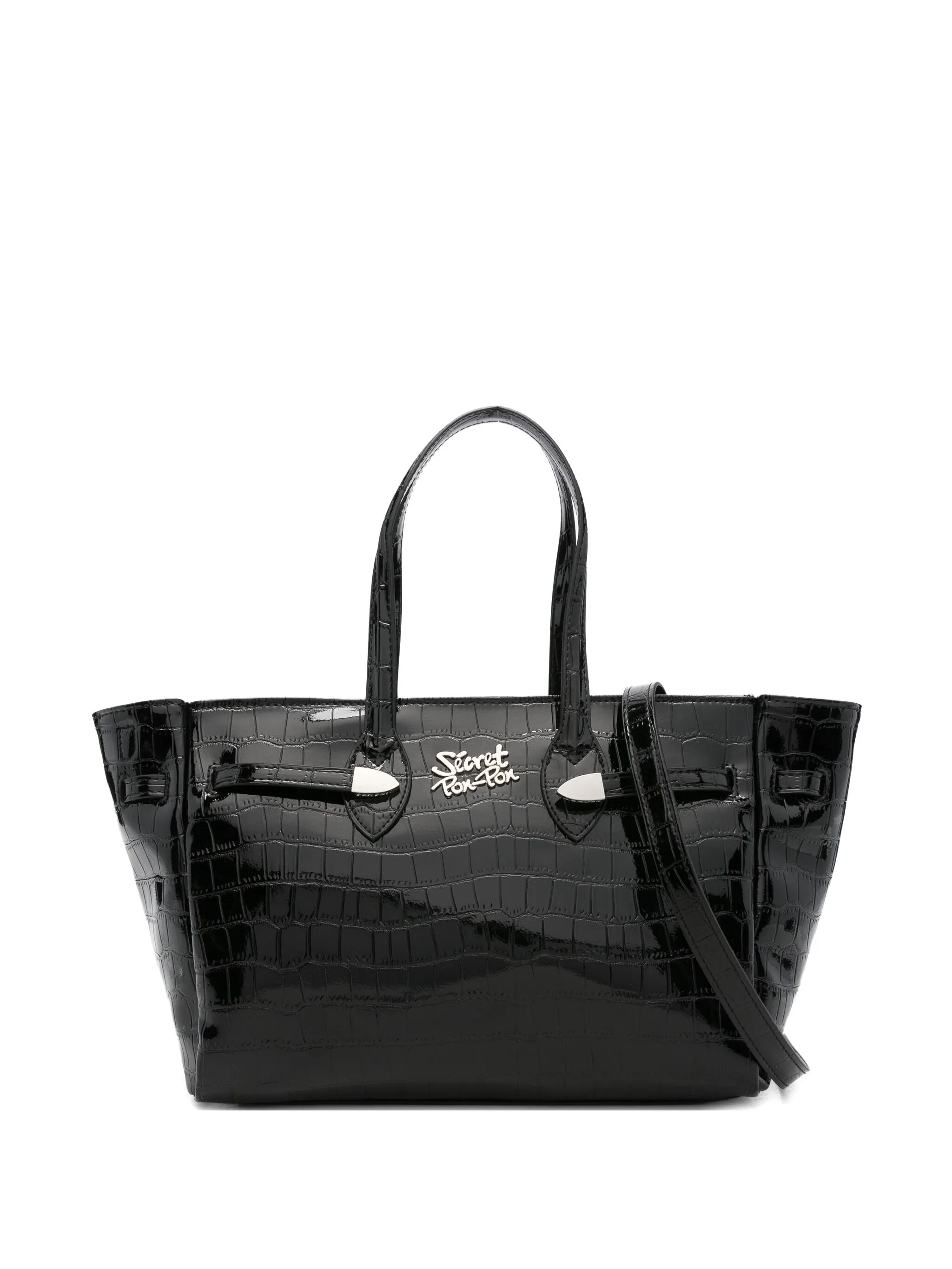 

Сумка на плечо с тиснением под кожу крокодила Secret Pon Pon, черный