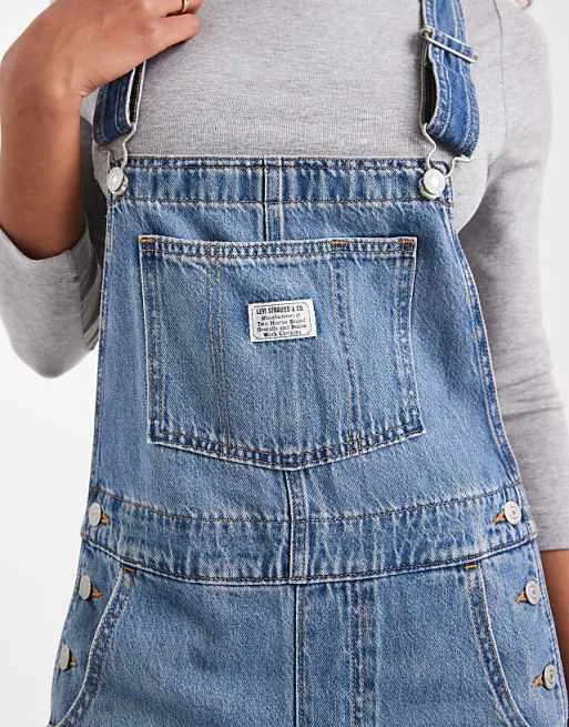 Голубой джинсовый комбинезон Levi's в винтажном стиле — фото 3
