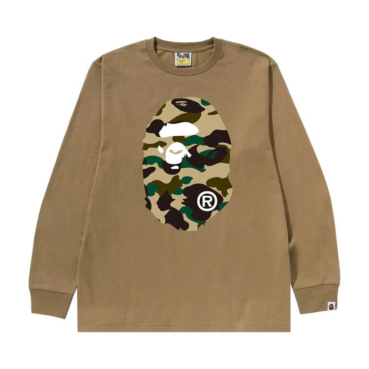 

Футболка BAPE 1st Camo Big Ape Head Long-Sleeve Tee, Beige/Yellow