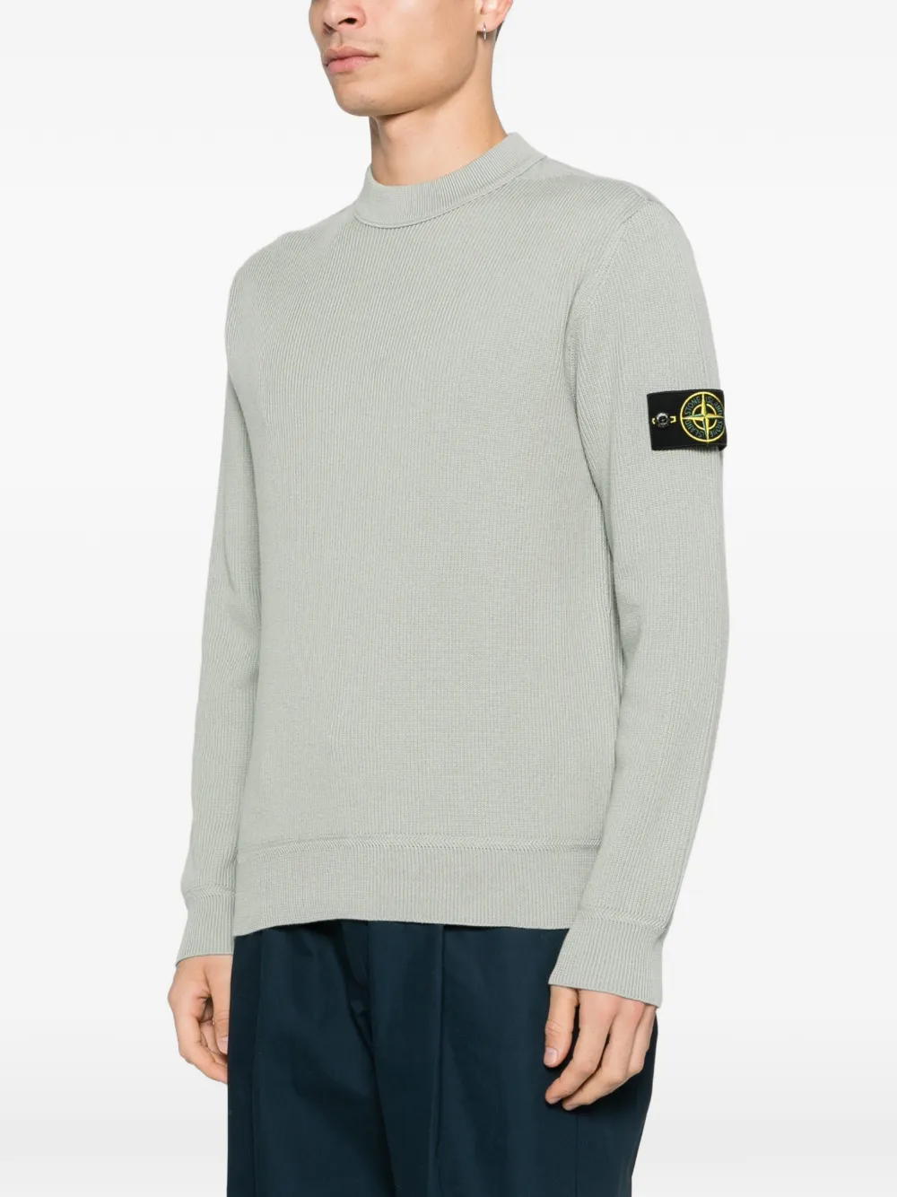 Рифленый свитер с круглым вырезом Stone Island, зеленый — фото 3