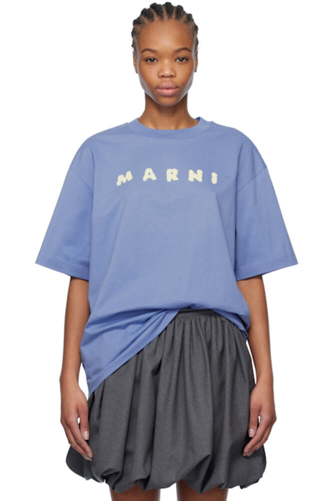 

Футболка с синим нацарапанным логотипом Marni