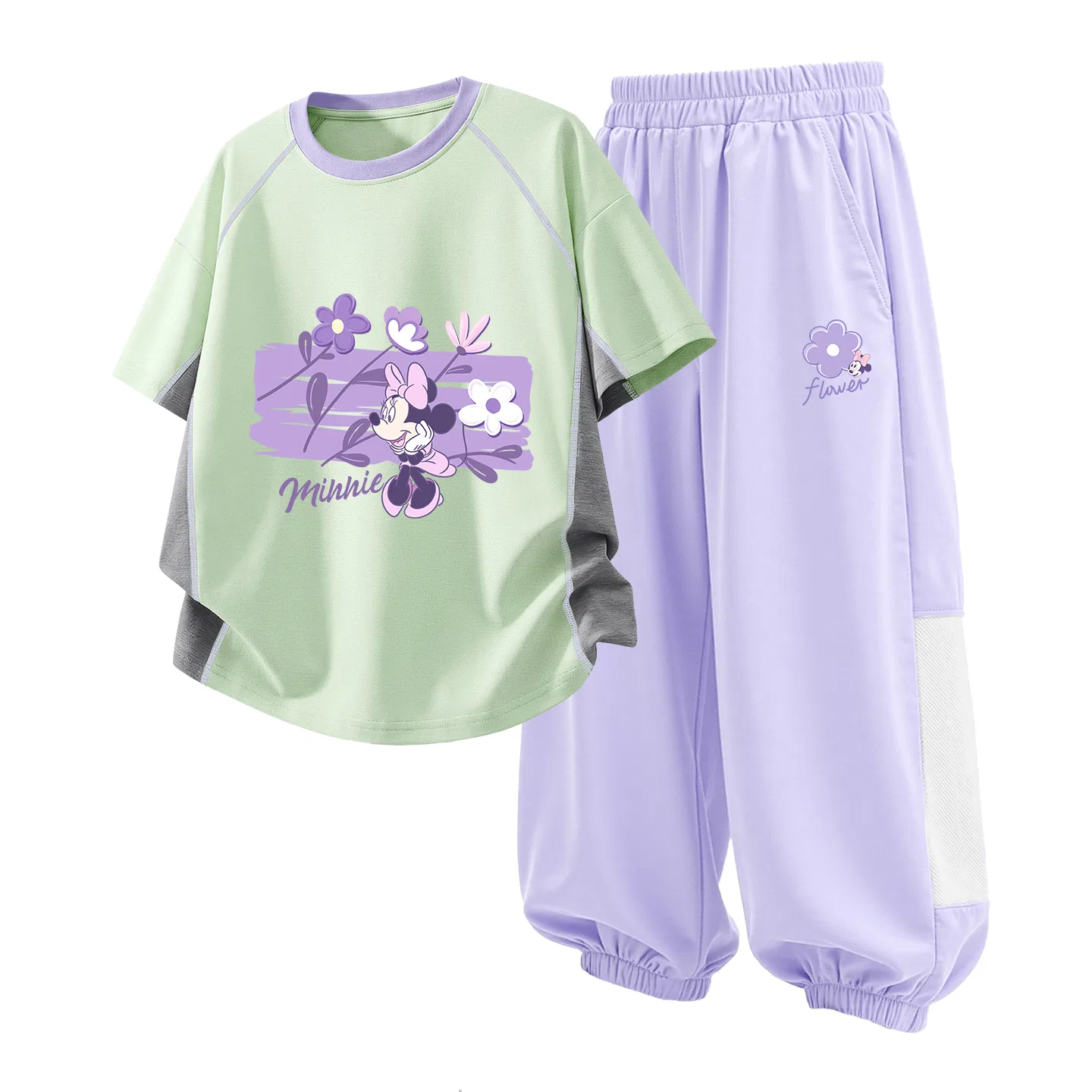 Детский спортивный костюм Casual Sportswear 2 Piece Set Disney, Di Chao Flower Green+Dilan Nanni Kalo Purple