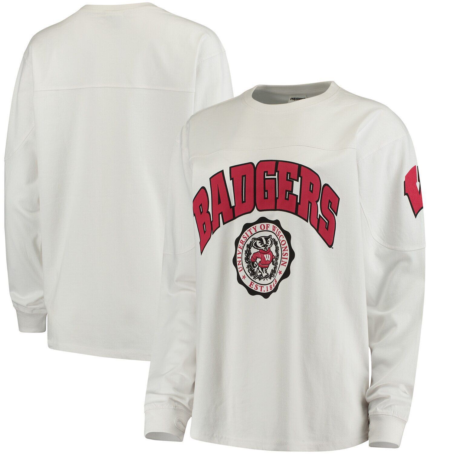 

Женская футболка White Wisconsin Badgers Edith с длинным рукавом