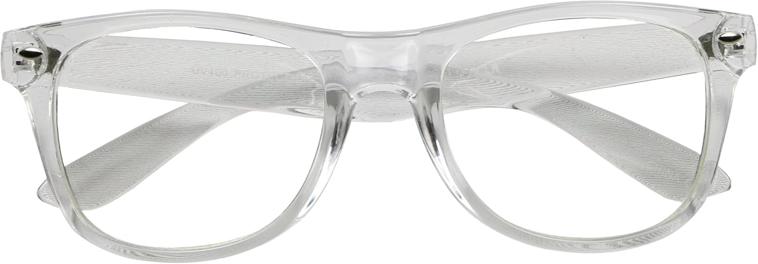 

ShadyVEU - Полупрозрачные круглые солнцезащитные очки с прозрачными линзами, защитой от УФ-излучения, оправой, подходящей для установки линз по рецепту, для женщин и мужчин, Clear