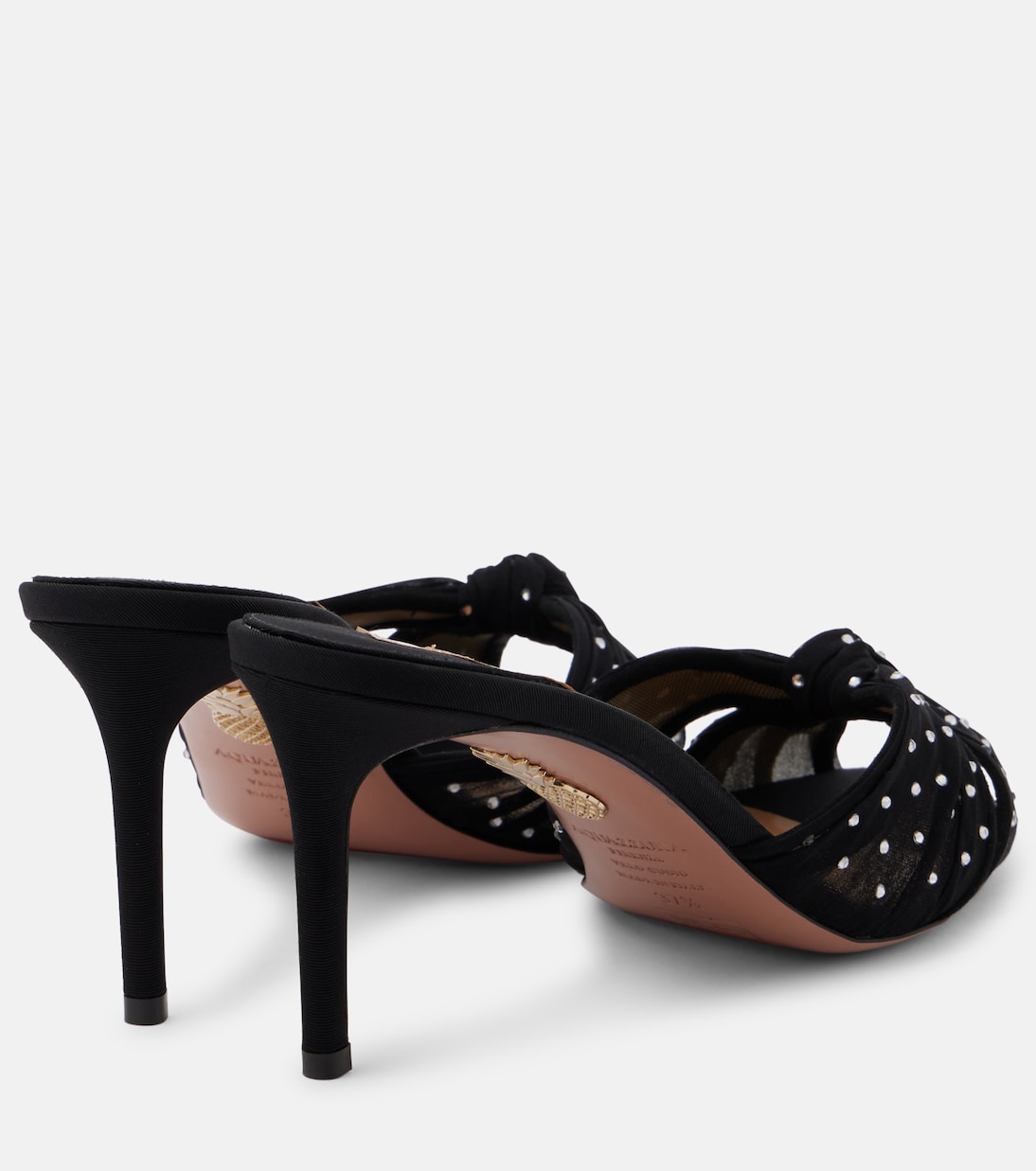 Мюли из шифона с декором Slow Kisses Aquazzura, черный — фото 3
