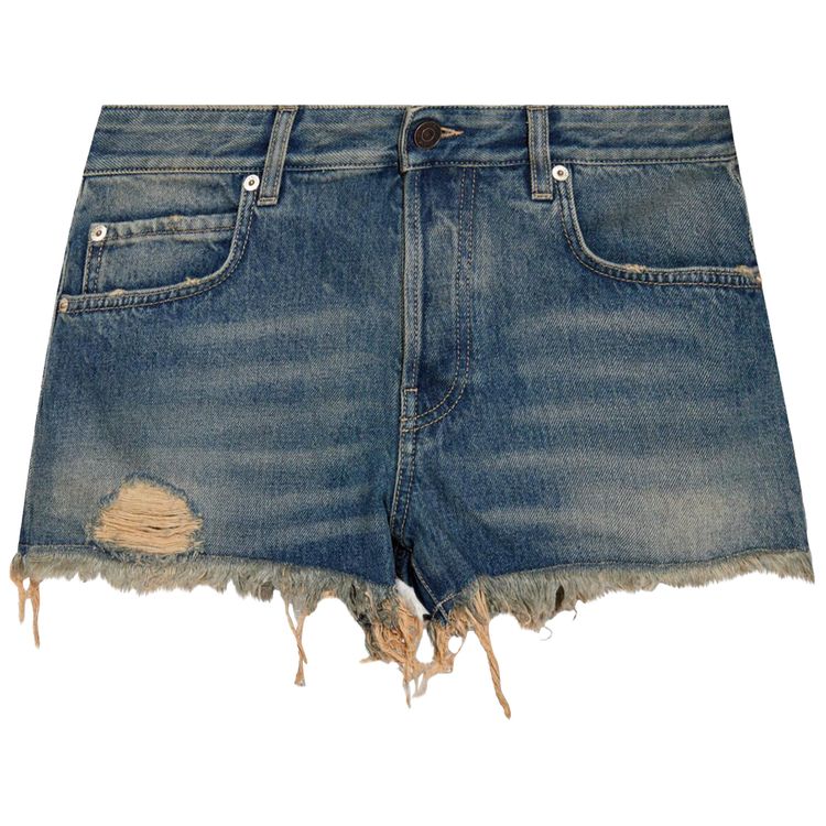 

Шорты Balenciaga Logo Frayed Denim Shorts Blue Rust, синий