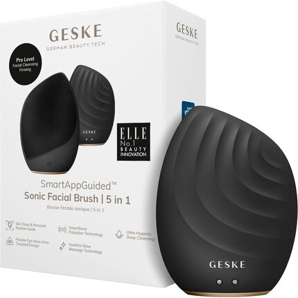 

GESKE SmartAppGuided Звуковая щетка для лица 5 в 1 Электрическая щетка для очищения лица Мягкая силиконовая щетка Профессиональное устройство для чистки лица Массажер для лица