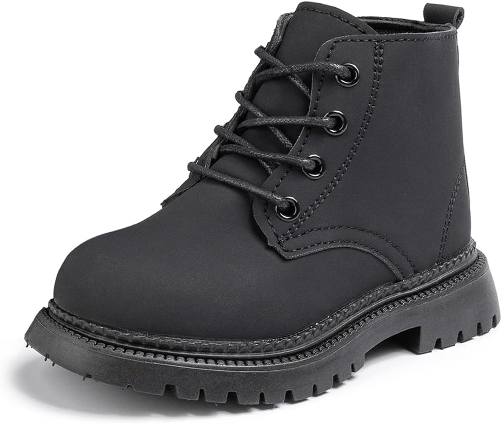 

Детские ботинки KIDSUN для мальчиков и девочек, рабочие ботинки для детей, зимние ботинки для снега, ботинки на шнуровке для походов и активного отдыха (для малышей/детей младшего возраста), черный