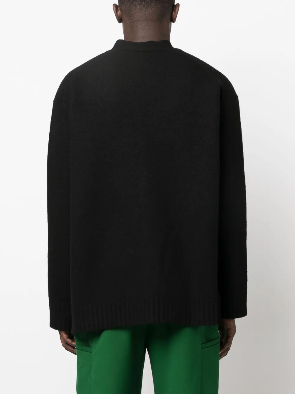 Шерстяной кардиган с V-образным вырезом JIL SANDER, черный — фото 4