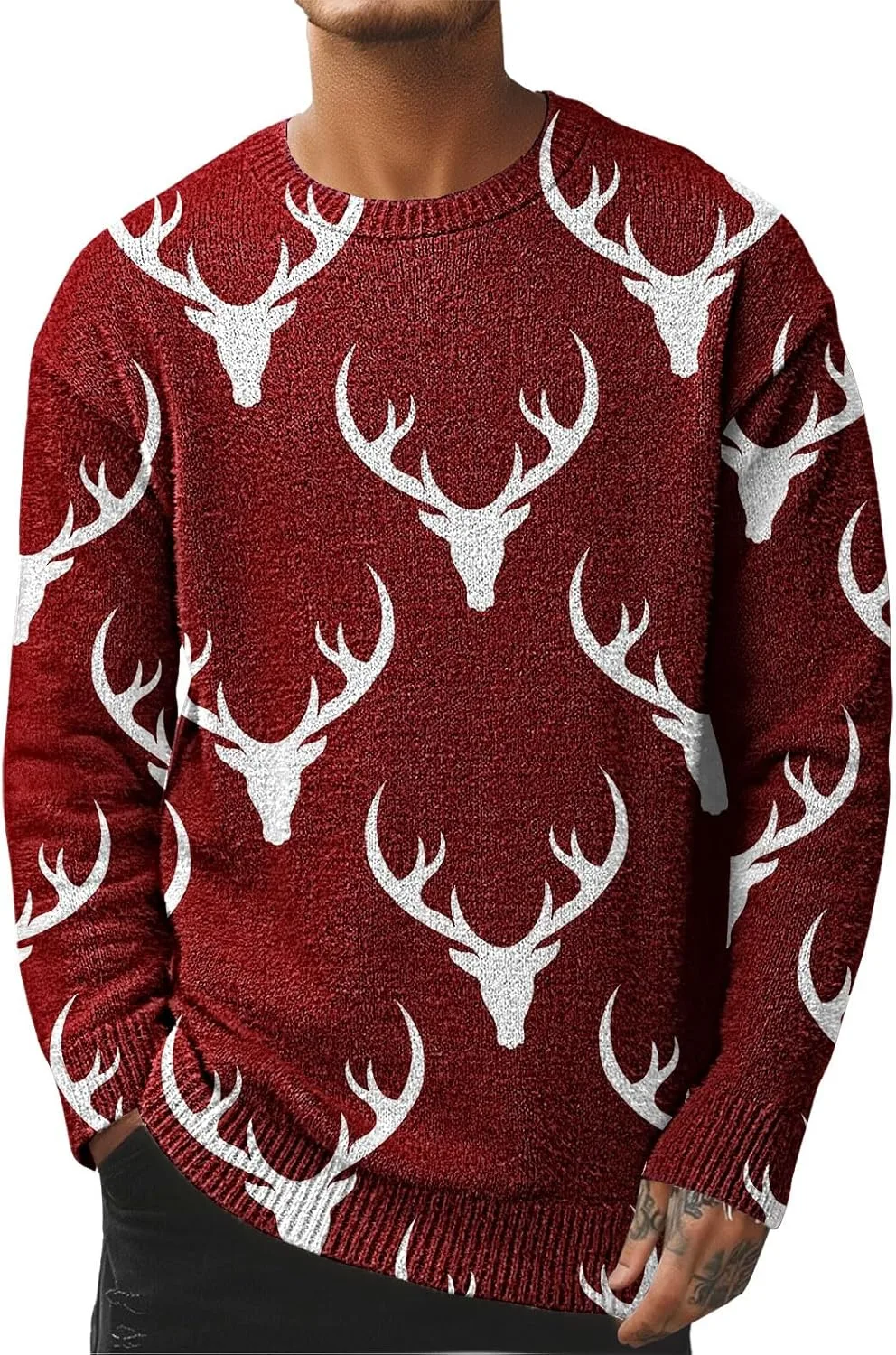 

Мужской свитер Ugly Christmas с оленями и снежинками