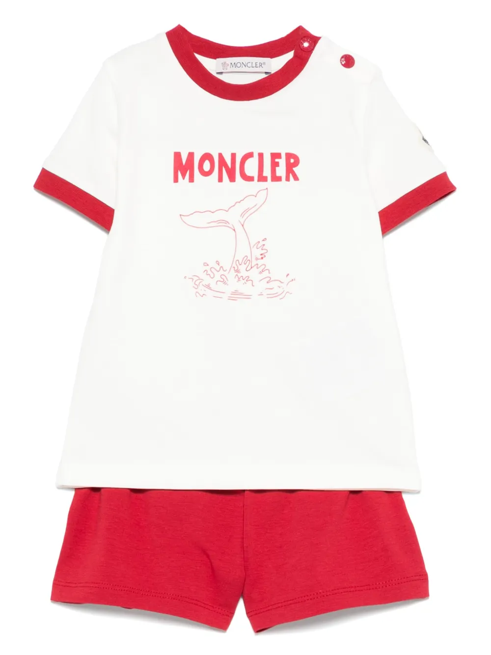 

Комплект из футболки и шортов с логотипом Moncler Enfant, красный