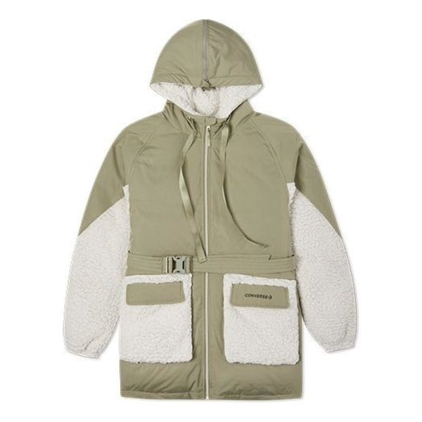 

Куртка down jacket 'olive green white' Converse, зеленый