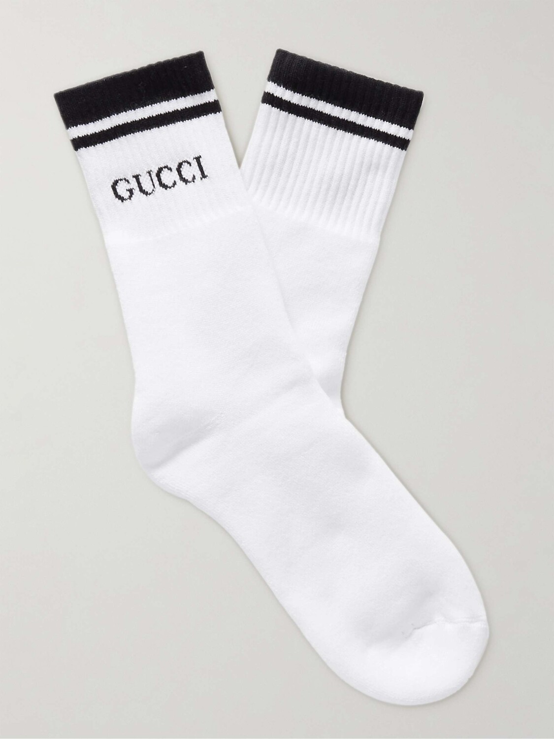 

Эластичные носки из смесового хлопка с логотипом и интарсией GUCCI, белый