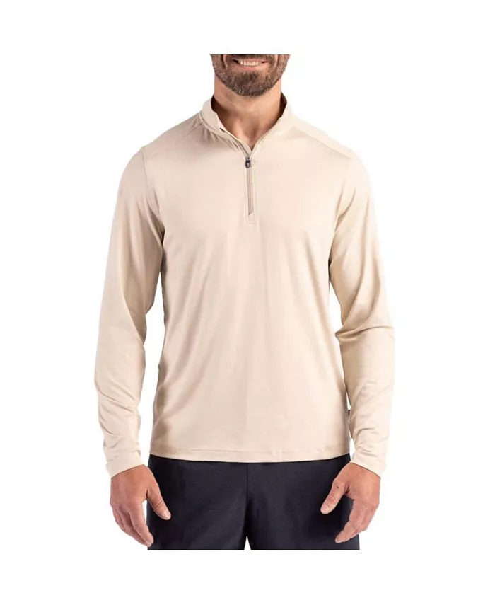 

Прибрежный эпический комфорт мужская куртка Quarter Zip из переработанных материалов Cutter & Buck, загар/бежевый