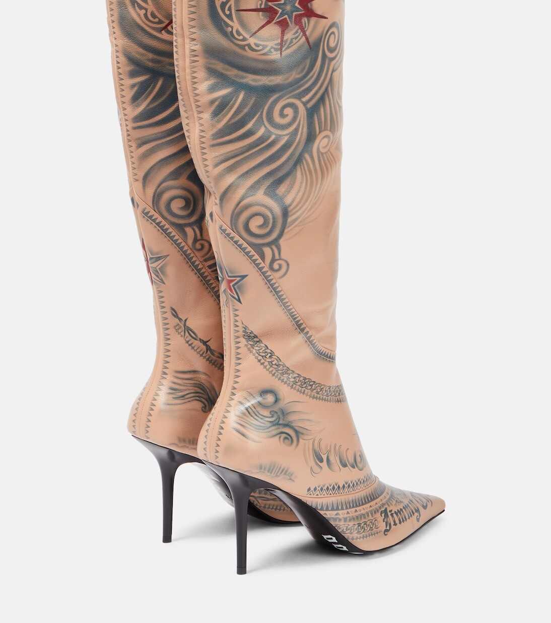 Кожаные ботфорты x jean paul gaultier с татуировкой Jimmy Choo, бежевый — фото 3
