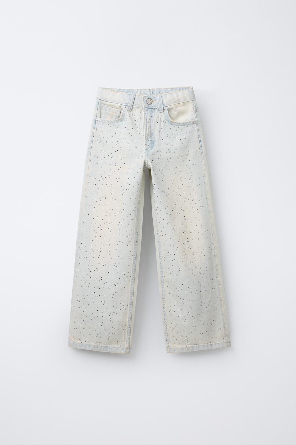

Блестящие широкие джинсы ZARA, синий