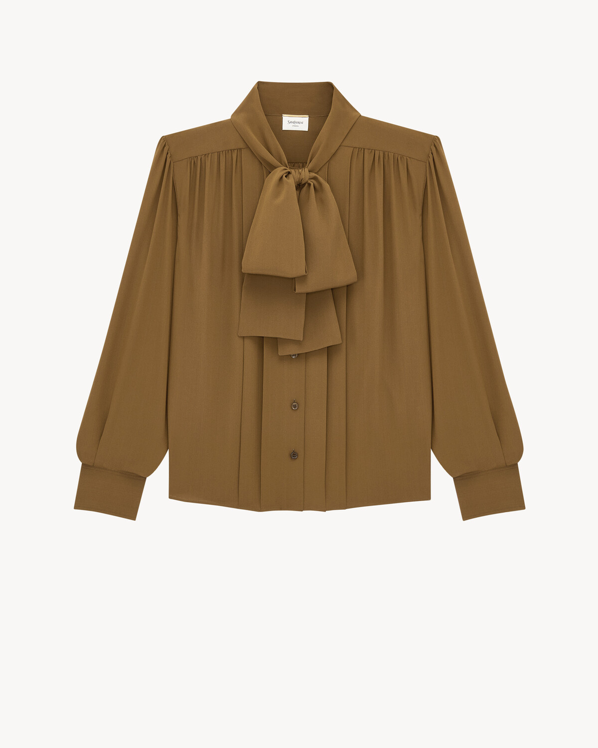 

Блузка с бантом-лавальер из шелкового крепдешина Saint Laurent, зеленый