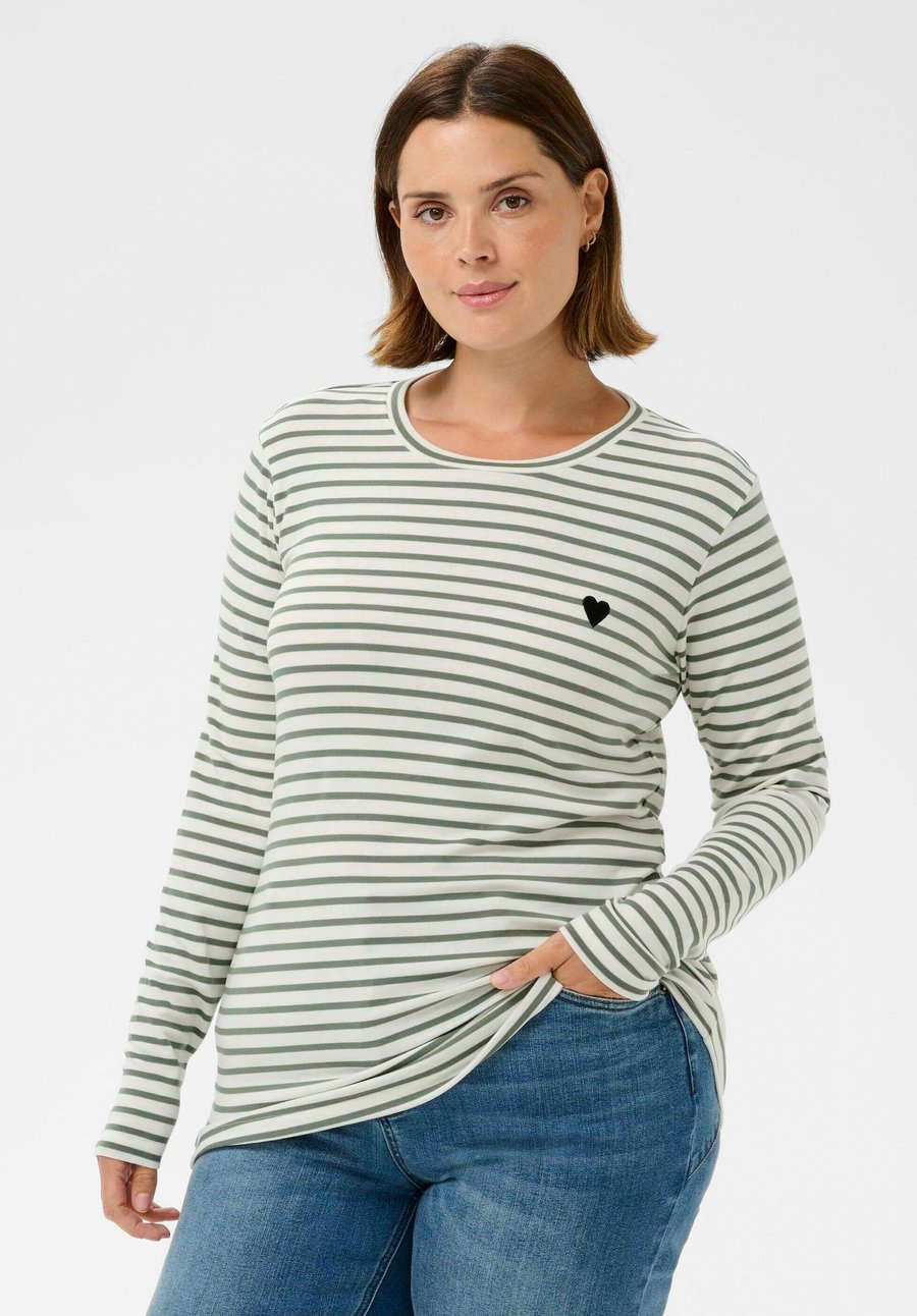 

Топ Kaffe Curve CURVE KCLIA , Chalk Sea Spray -Black Heart/Mottled Green