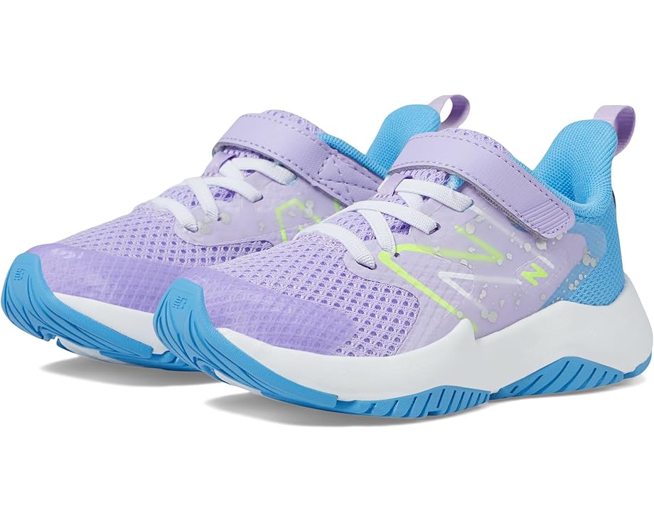 

Кроссовки New Balance Kids Rave Run v2 Bungee Lace with Top Strap, цвет Lilac Glo/Sky Blue