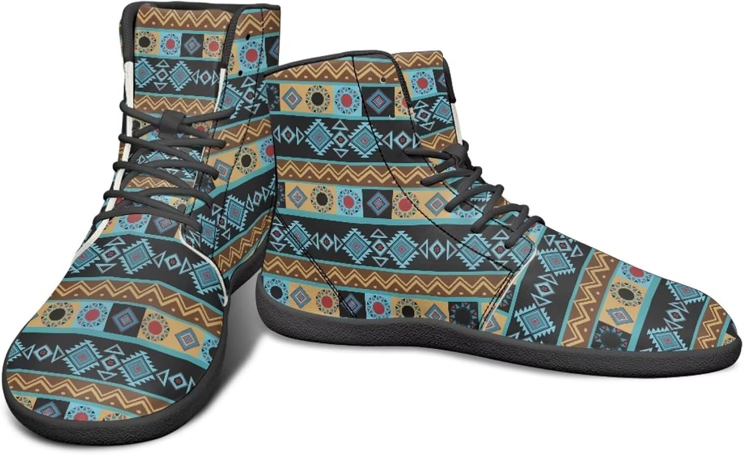 

Мужские кроссовки для бега с высоким верхом и этническим племенным дизайном, обувь для устойчивой стойки, с широкой носочной частью, спортивная и повседневная обувь Watdotory, Southwestern Aztec Tribal Design