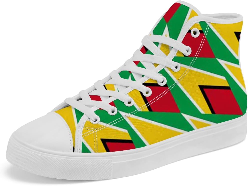 

Кеды на высокой подошве с флагом Гайаны, высокие кроссовки на шнуровке, повседневная обувь для мужчин и женщин Chebing, зеленый
