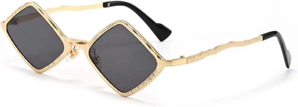 

Женские солнцезащитные очки в маленькой металлической оправе в стиле панк, модные солнцезащитные очки с защитой от УФ-излучения UV400 TKKTLLT, Gold-black