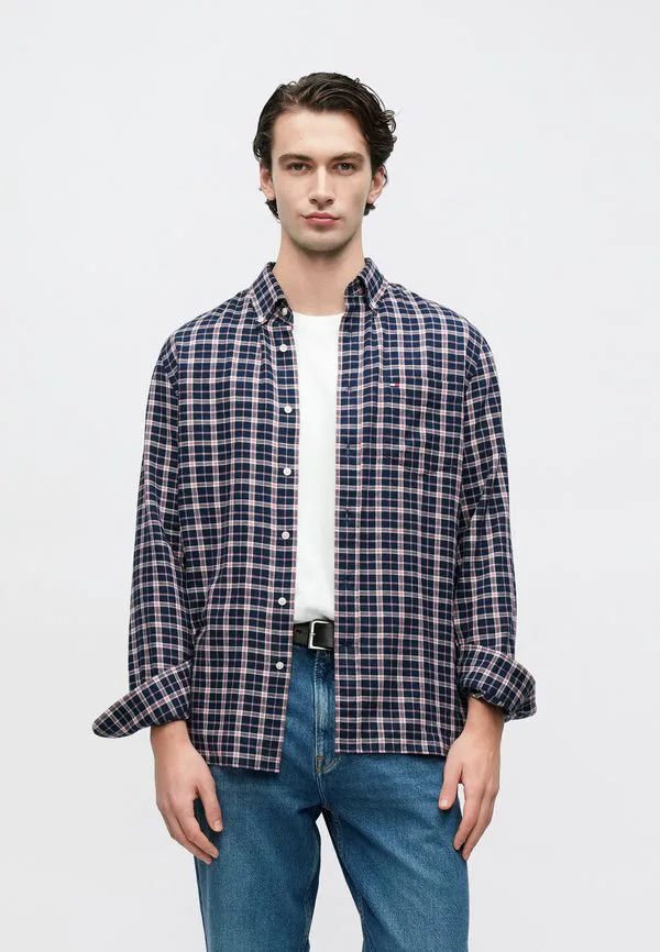Рубашка в клетку стандартного кроя с льняной рубашкой Tommy Hilfiger, Navy