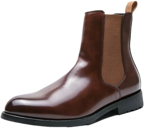 

Мужские кожаные ботинки Челси, повседневная деловая обувь из кожи, стильные повседневные ботильоны на слипоне, для свадеб, вечеринок, вождения Zestrelax, коричневый