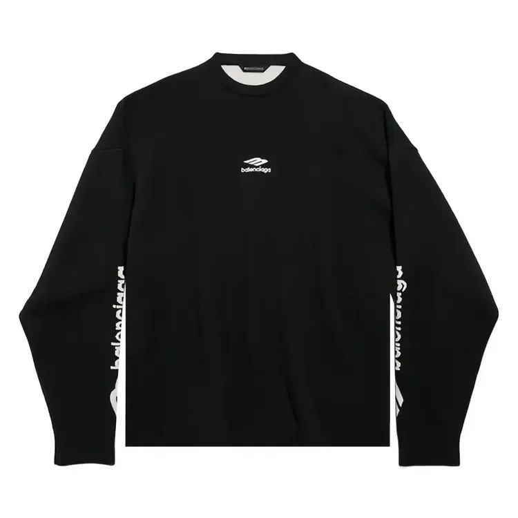 Футболка с длинными рукавами и круглым вырезом Balenciaga Ski Crewneck, цвет «черный/белый»