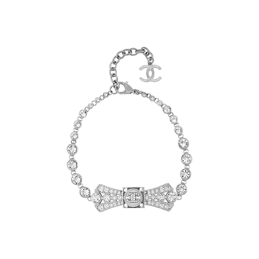 

Ожерелье 23S Synthetic Cubic Zirconia/Rhinestone, Mother Of Pearl, Metal CHANEL, серебряный