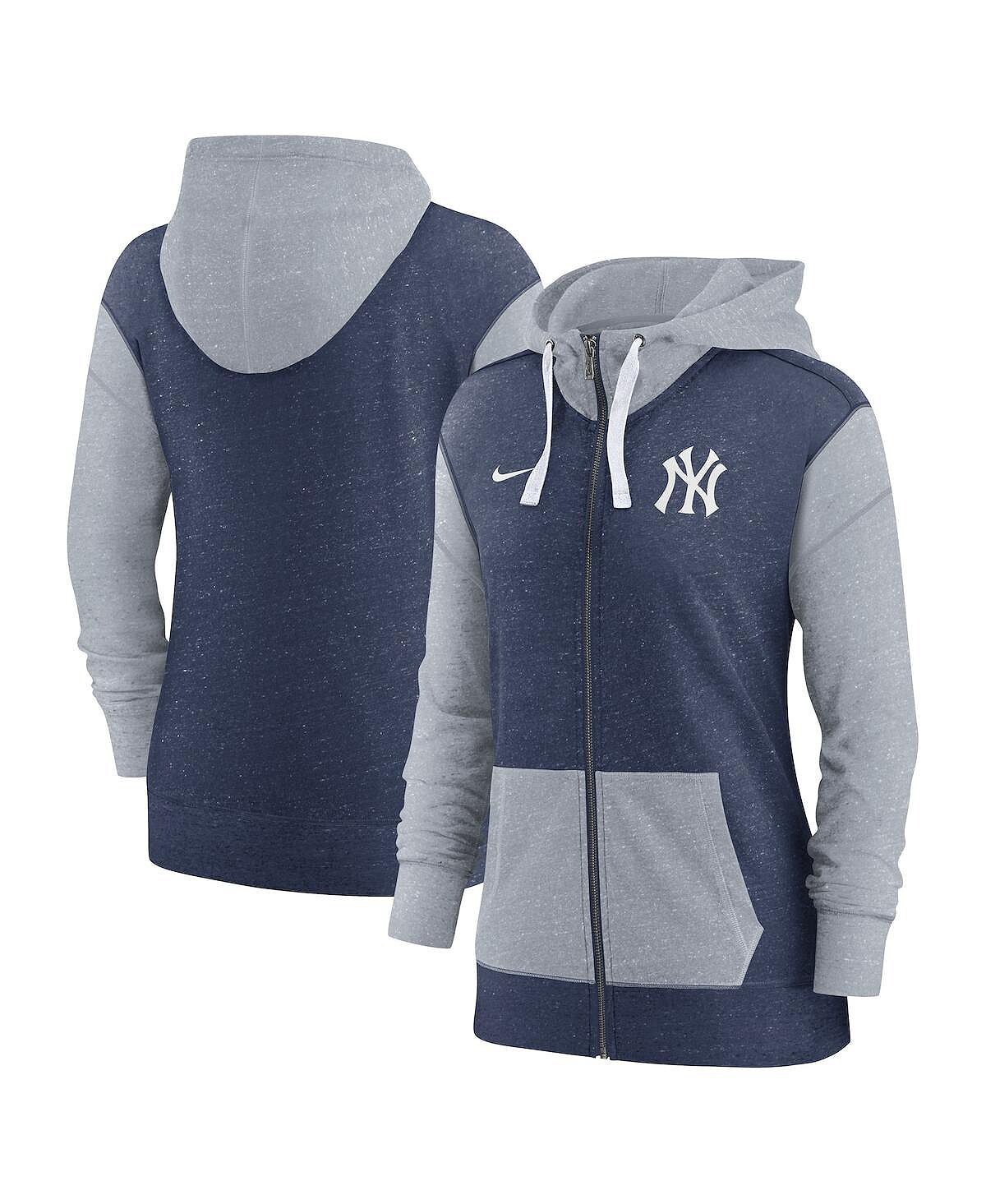 

Женская темно-синяя толстовка с молнией во всю длину New York Yankees Nike, темно-синий