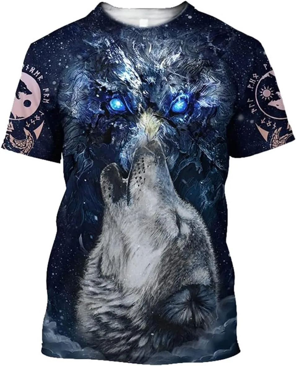 Viking Clothing Set 3D Printed Nordic Wolf, Zip Hoodie Pullover, Heavyweight Fleece Hoodies Mid Long Parka