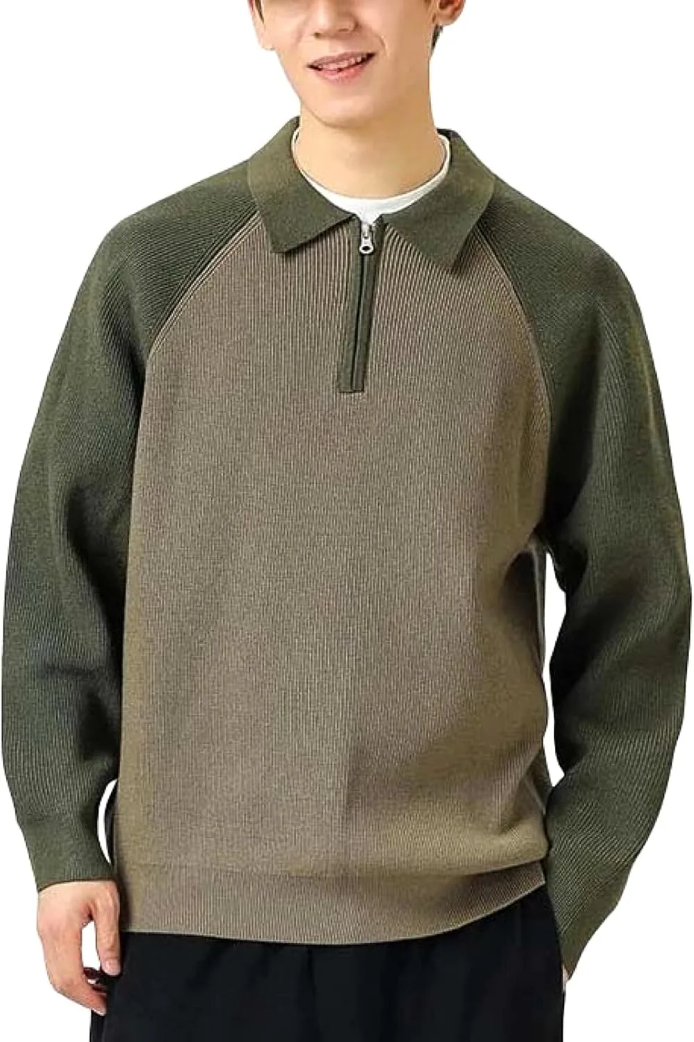 

Мужской свитер с фактурной вязкой, длинными рукавами и резинкой по низу