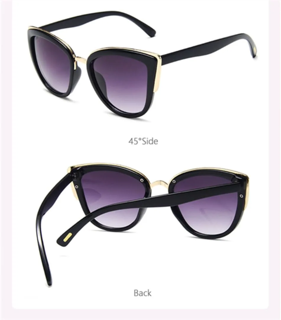 

Модные женские солнцезащитные очки в винтажном стиле с градиентным переходом, ретро-стиль «кошачий глаз», защита от УФ-излучения UV400 TOIPASTN, Black Gradient Gray