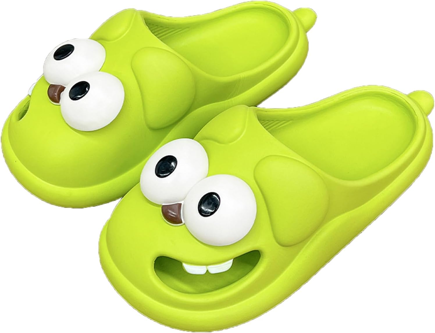 

Тапочки SHEKAKO для поцелуев, летние тапочки с изображением собаки с большими глазами, унисекс, милые мультяшные удобные слайды, нескользящие легкие тапочки для душа, ванной, пляжа, бассейна и улицы (зеленые, размер 8 для женщин)