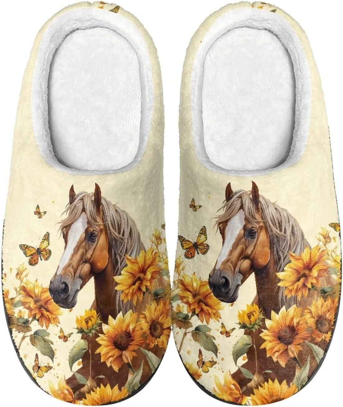 

Тапочки Flashideas для женщин и мужчин, мягкие, пушистые, теплые, домашние, с нескользящей подошвой, парные, повседневного стиля, Sunflower Horse 1