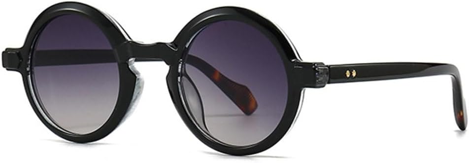 

Популярные модные круглые солнцезащитные очки для женщин, ретро-градиентные очки с защитой от УФ-излучения UV400, модные панк-очки с заклепками для мужчин MTZJH, Black Gray Gradient